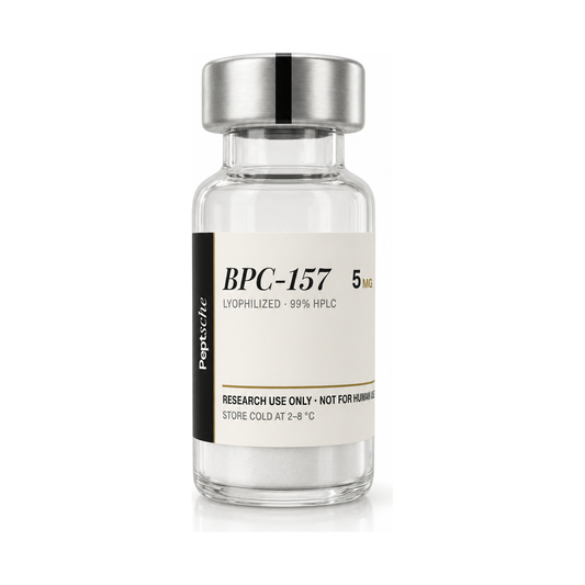 Peptsche BPC-157 lyophilized research peptide vial, 99% HPLC purity